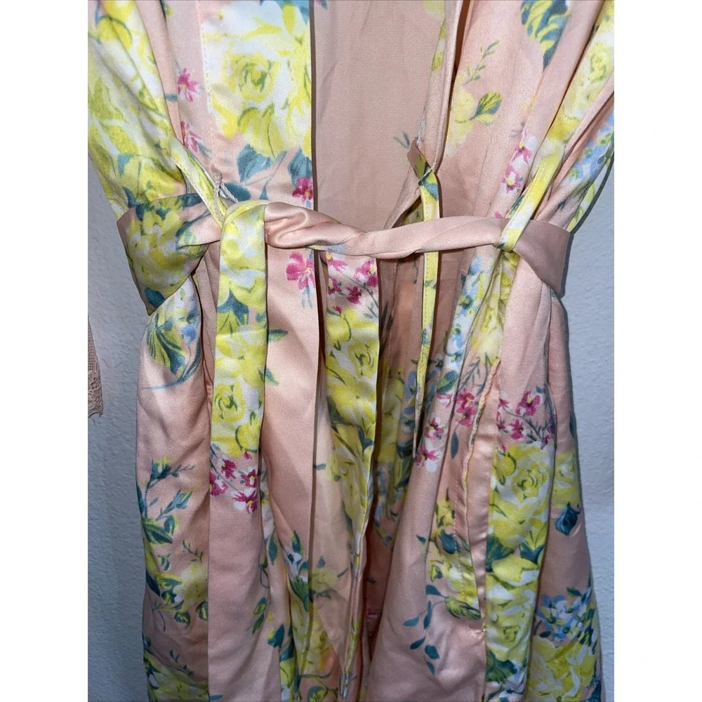 INC Women's Belted Floral Robe,‎ Pink Floral Size M